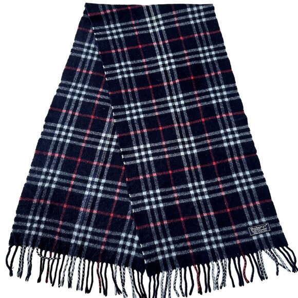 Burberrys Classic Check Scarf Black 100% Cashmere Unisex Scarf Made In England - Picture 1 of 7